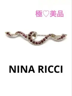 極♡美品 NINA RICCI ニナリッチ ブローチ リボン ラインストーン