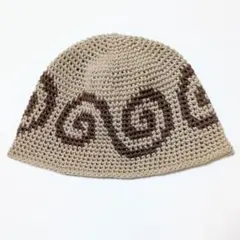 クラッシャーハット クロシェハット 帽子 古着 グランジ y2k 韓国 渦巻柄