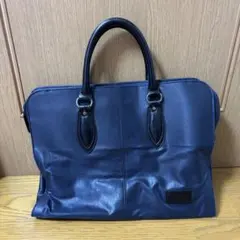美品 豊岡鞄】BAGGEX ネイビー✕ブラウン リアルレザー メンズバッグ 