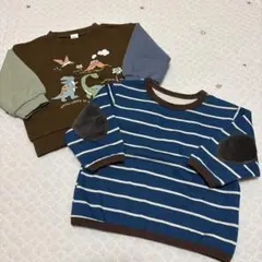 タグ付き　しまむら　トレーナー　恐竜柄　ボーダー　90サイズ