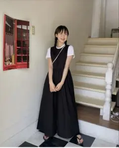 DHOLIC ウエストギャザーラインワイドオールインワンのサムネイル