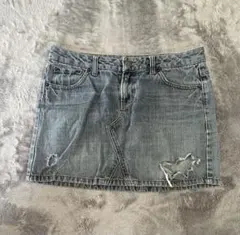 デニムミニスカート ライトブルー ダメージ加工