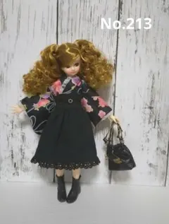 No.213 リカちゃんサイズ 着物ドレス（黒）