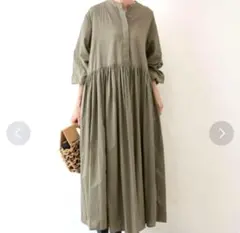 ビアズリー ギャザーワンピース カーキ サイズ1 【定価22000円】