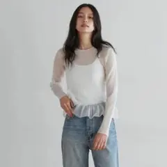 新品Sea Room Lynn Glitter Sheer フリルRIBニット