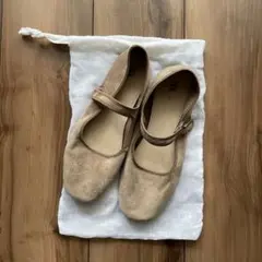 ZARA ベージュ スエード バレエシューズ 35