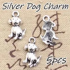 H14 ワンちゃんチャーム　５個　犬　アニマル　お座り　ドッグ　ペット　モチーフ