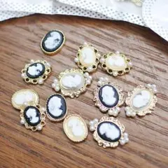 ミニ樹脂カメオパーツ 12個まとめて♡デコパーツ 樹脂パーツ