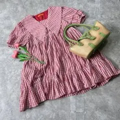 ディアシスターフッド レッド チェック ミニ ワンピース スカート