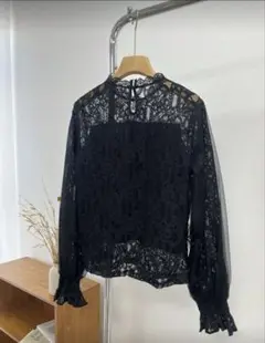 DAZY ブラックレース長袖ブラウス JP-L(L)