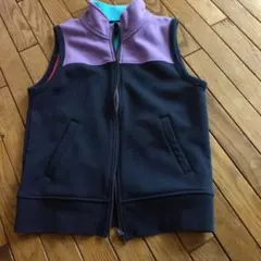 フリースジップアップベスト 黒 紫 青 赤