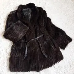 XL相当✨美品 EMBA デミバフミンク ファーコート レッグ部分 ブラウン