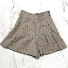 レストローズ　ショートパンツ　キュロット　ドット柄　ウール混　平成レトロ　Y2K
