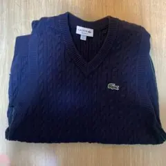 LACOSTE ネイビー ケーブルニットベスト