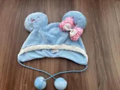 ディズニー　ファンキャップ　ミニー　ビジュー付き　水色