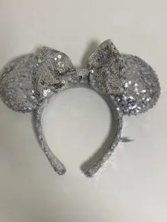 シルバー スパンコール ミッキー耳カチューシャ