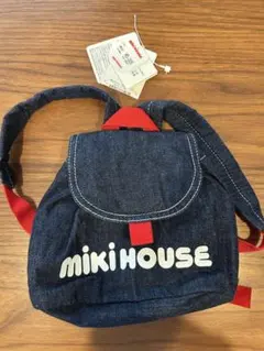 Miki House デニムリュック 赤ストラップ
