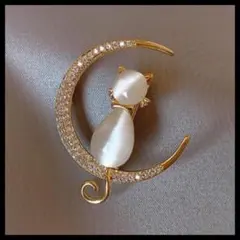 ☆ゲリラSALE☆ラスト2点☆ブローチ☆ムーンキャット☆三日月☆猫☆ムーン☆月