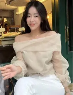SHEIN DAZY オフショルダーフリル袖ブラウス