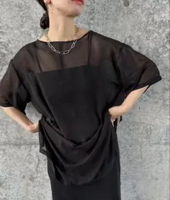 セレクトモカ 【定番】オーバーシア―トップス ブラック