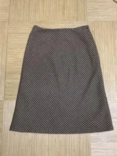 オシャレICBチェックセミタイトスカートブラウン×ベージュラメ