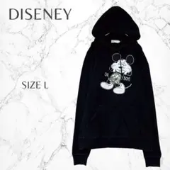 ディズニー　カジュアル　遊び心　ミッキーマウス　プリント　長袖　パーカー　L