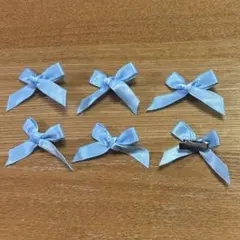 水色 リボン ヘアピン ヘアクリップ 6個セット
