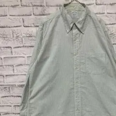 ブルックスブラザーズ長袖シャツ！ストライプ　グリーンXL 0408