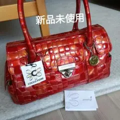【美品】牛革ハンドバッグ　COCCO FIORE 赤クロコダイル風ハンドバッグ