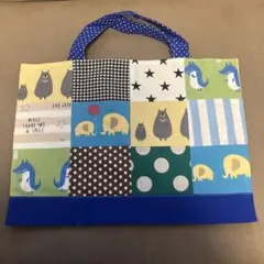 パッチワーク動物柄手提げバッグ