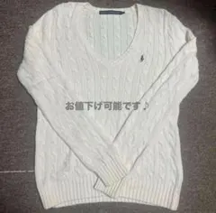 Ralph Lauren Sport ホワイト Vネック セーター Lサイズ