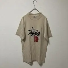 白タグ　ステューシー　Stüssy Tシャツ M ベージュ ロゴプリント