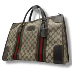✨美品✨GUCCI GG シェリーライン ボストンバッグ ネイビー レザー