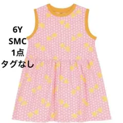 新品　SMCハート柄 星柄 ピンクｘイエロー ノースリーブワンピース　6Yのサムネイル