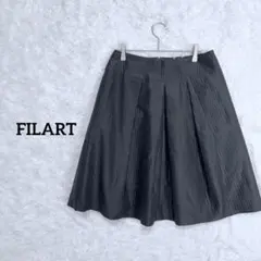 FILART/フレアスカート　L カジュアル　オフィス　ネイビー　しっかり生地