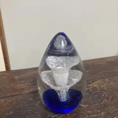 ガラス ペーパーウェイト ブルー 雫型
