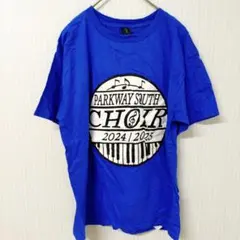 ギルダン Tシャツ クルーネック 半袖 プリント M 青 綿 普段着 通学