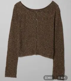 jeanasis カーディガン　ショート　ゴールド　ラメ　ブラウン　ジーナシス