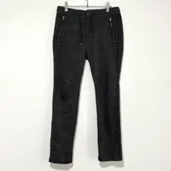 n1295【ナノユニバース】イージーパンツ グレー ゴールドジップ スラックス