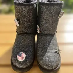 グリッター ブラック ムートンブーツ