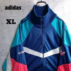 アディダス★レアデザイン 袖刺繍ロゴ 切替 トラックジャケット XL相当
