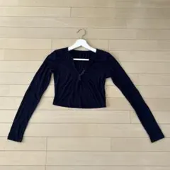 ヘンリートップ　ネイビー　クロップド丈