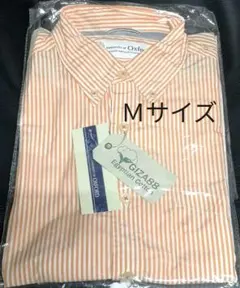 長袖シャツ　ボーダーホワイト×オレンジ　Ｍサイズ