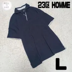 23区オム スキッパーポロシャツ 黒 洗濯可能 Lサイズ ポロシャツ 伸縮性のサムネイル