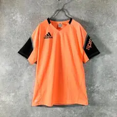 adidas　Tシャツ　Vネック　オレンジ　薄手　スポーツ　ゲームウエア