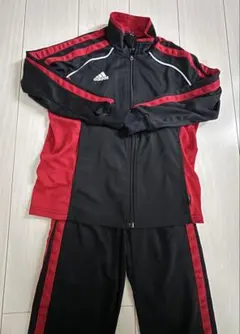 adidas ジャージセット 黒/赤 140cm、130cm
