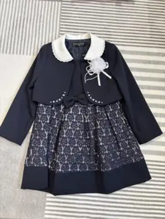 ネイビー フォーマルドレス レース付き