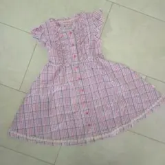 mezzopiano メゾピアノ チェックワンピース　半袖ワンピース　130cm