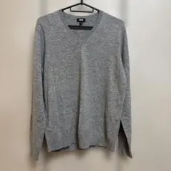 【M⑤】UNIQLO グレー Vネックセーター Mサイズカシミヤ