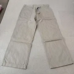 児島ジーンズ ストライプ ベージュ ワークパンツ